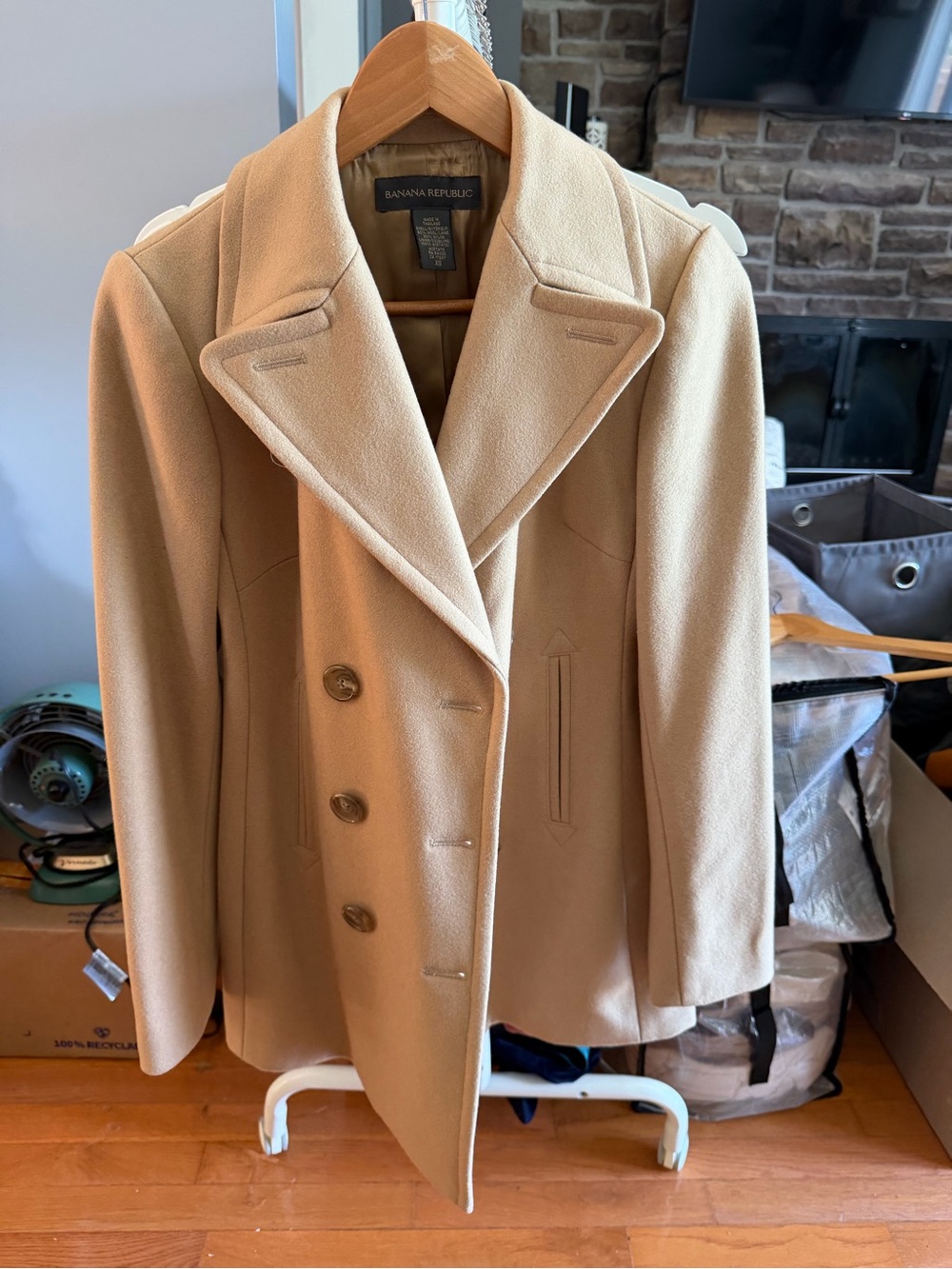 Banana Republic Camel Wool Blend Peacoat